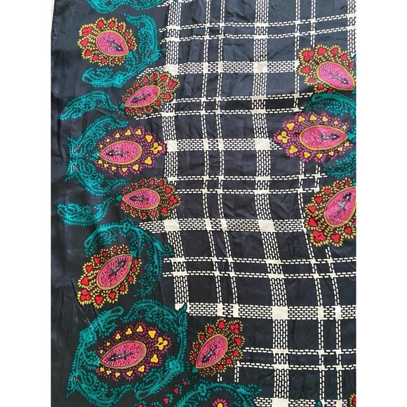 Vintage 1970s Square Diane von Furstenberg Silk Scarf Vibrant Black Multi 42" - Picture 12 of 16